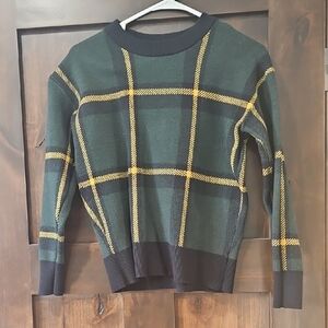 Plaid Green and Yellow Women's Sweater